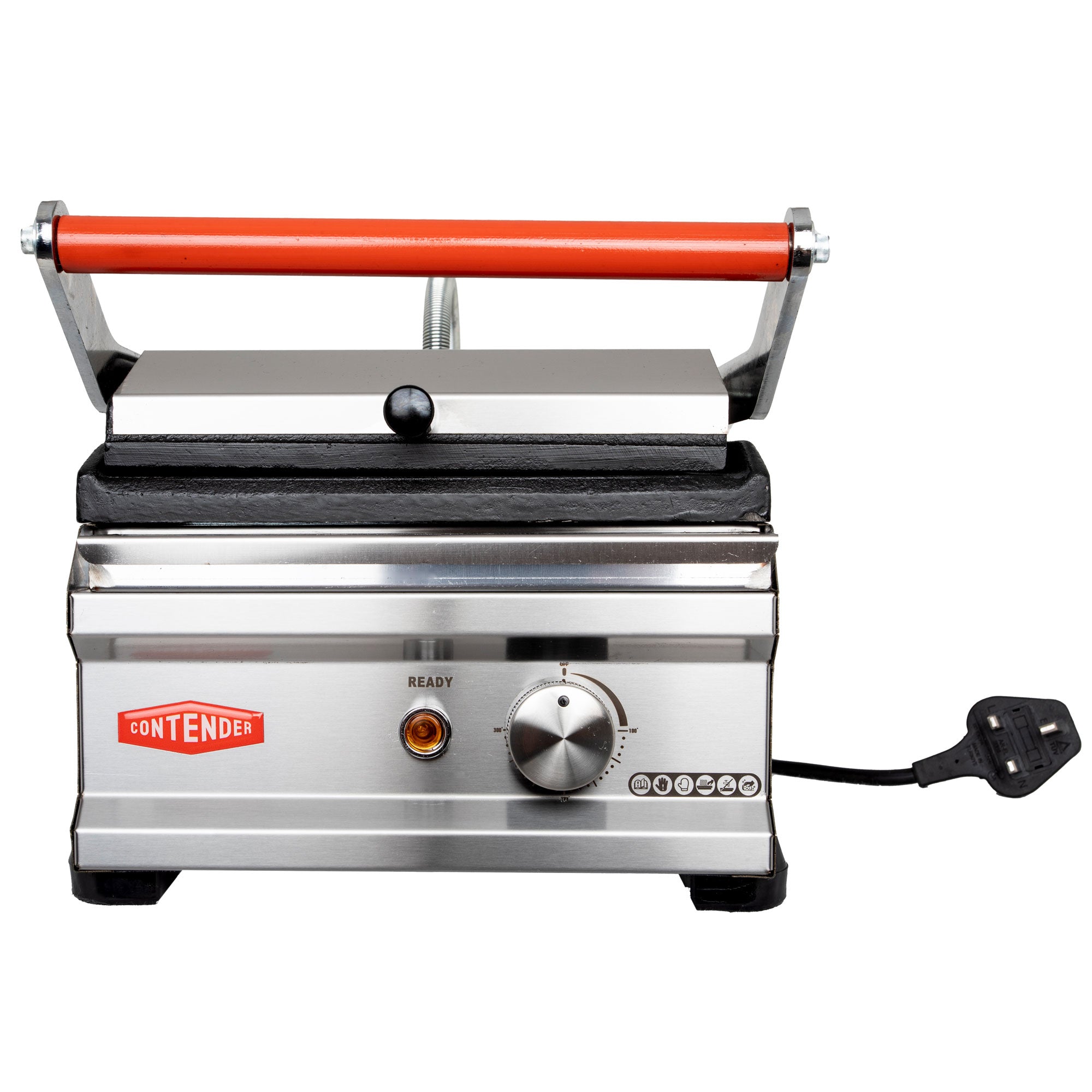 Contender Heavy Duty Single Panini Contact Grill Ribbed Top and Flat Bottom Plates