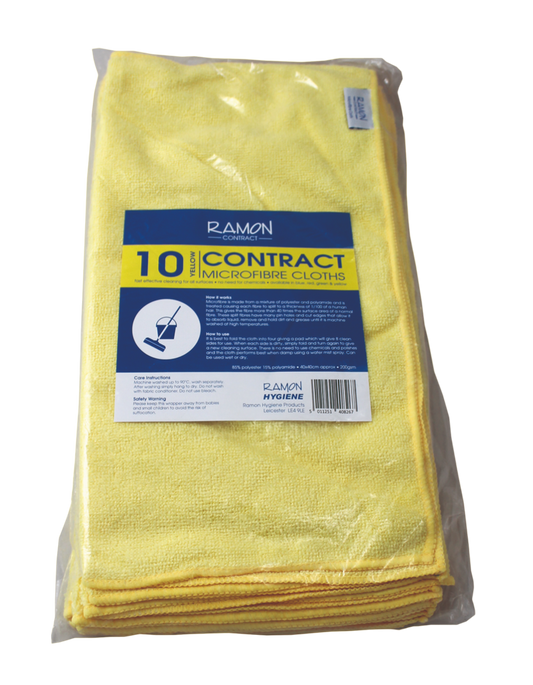 Microfibre Cloths Yellow Pack of 10