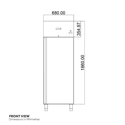 Contender 600 Litre Stainless Steel Single Door Catering Fridge - Fitted Castors