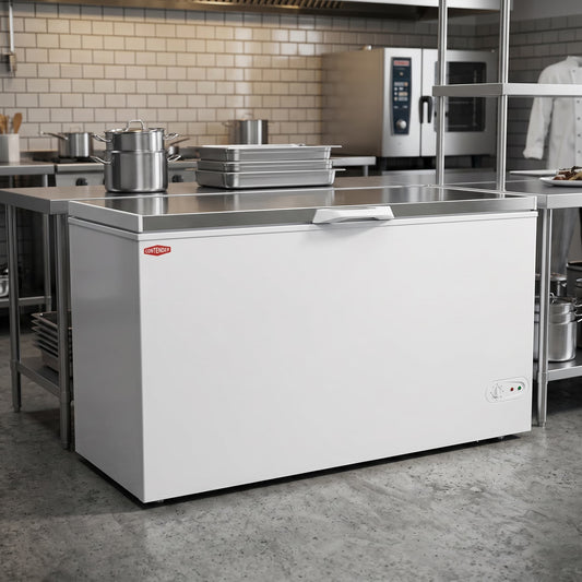 Contender 485L Chest Freezer – Lockable Stainless Steel Lid – Secure, High-Capacity Storage