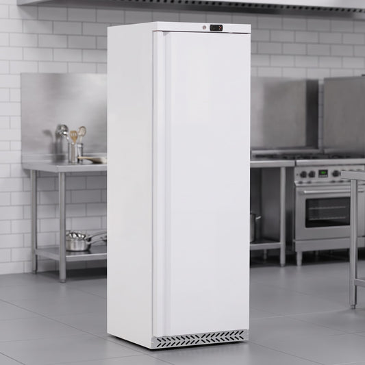 Contender 400L White Upright Freezer – Ventilated Commercial Cold Storage