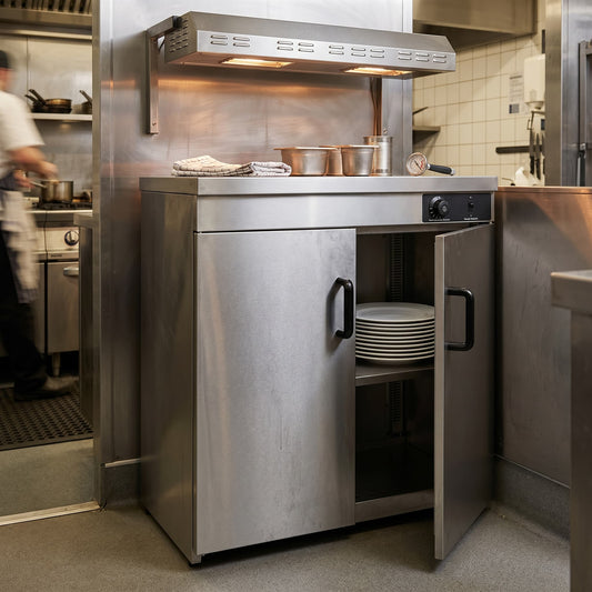 Contender 1000mm Electric Hot Cupboard – Double Door Holds Up to 160 Plates