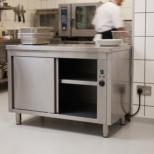 Quattro 1200mm Electric Hot Cupboard – Sliding Door Plate Warmer