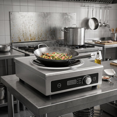 Contender 3kW Heavy Duty Induction Wok Hob – Deep Bowl Cooking & Rapid Heat Response