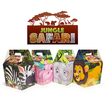 Case of 250 Kiddies Meal Paper Boxes-Jungle Safari
