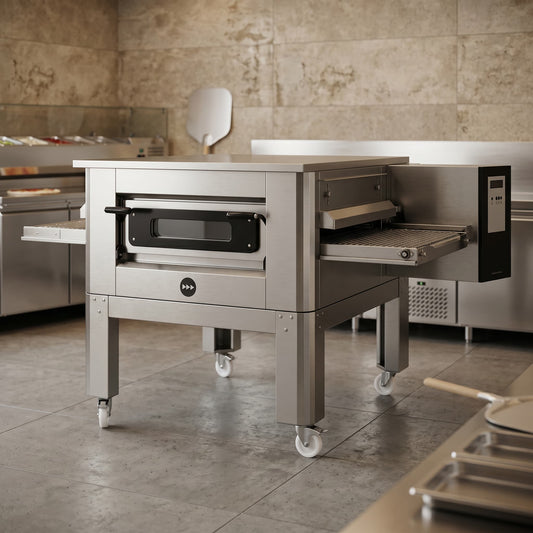 KINN 26" Belt Conveyor Pizza Oven C/65 (Natural Gas) – 225 Pizzas/hr & Free Stand