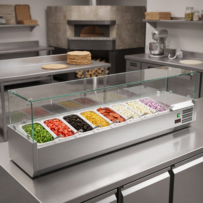 Contender 1800mm Wide Refrigerated Topping Unit – 8 x 1/4 GN Pan Capacity