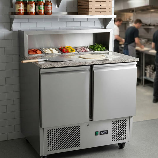 Contender 2 Door Refrigerated Prep Counter (6 × 1/4 GN) – Efficient Food Prep & Chilled Storage