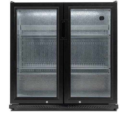 GRADED 2 - Premium Contender 216L Commercial Double Door Drinks Fridge - Hinged Doors