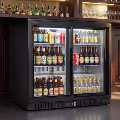 Contender 216L Premium Heavy Duty Double Door Bottle Cooler (Sliding Doors) – Chilled Drinks Display