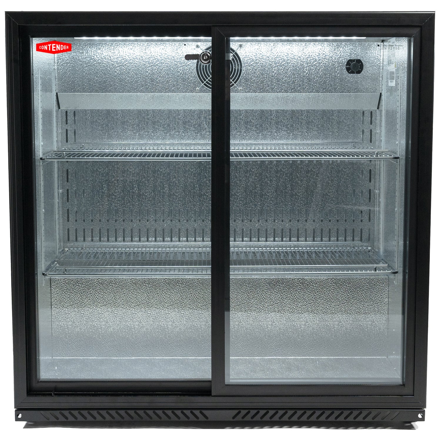 Premium Contender 216L Commercial Double Door Drinks Fridge - Sliding Doors