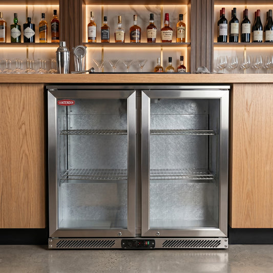 Contender 220L Stainless Steel Double Door Bottle Cooler (Hinged) – Reliable Chilled Drinks Storage