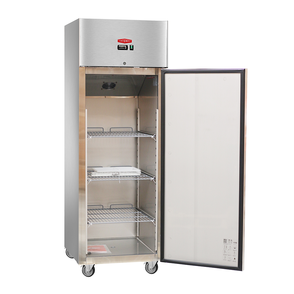 Contender 600 Litre Stainless Steel Single Door Catering Fridge - Fitted Castors