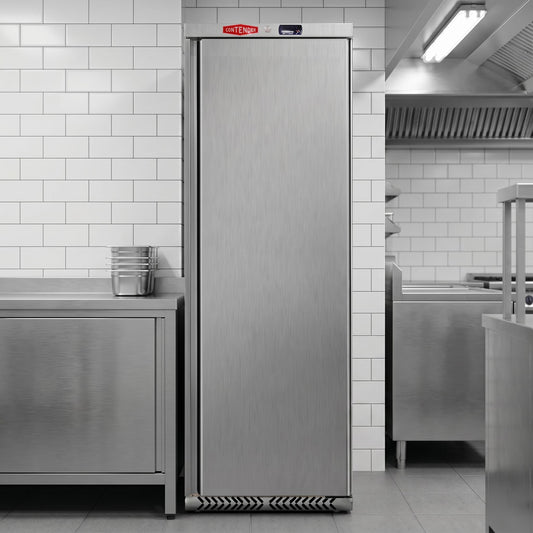 Contender Stainless Steel Single Door Upright Fridge | 400L, Ventilated – Durable Chilled Storage