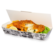 Case of 125 Large Fish and Chip Box 'Retro Newsprint'