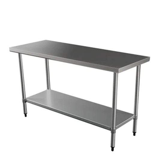 Quattro Stainless Steel Centre Table, 1500mm, Adjustable Undershelf – Generous Central Prep Surface
