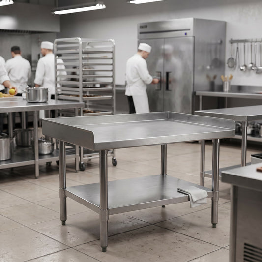 Quattro 900mm Stainless Steel Equipment Table Stand with 3 Side Turnup