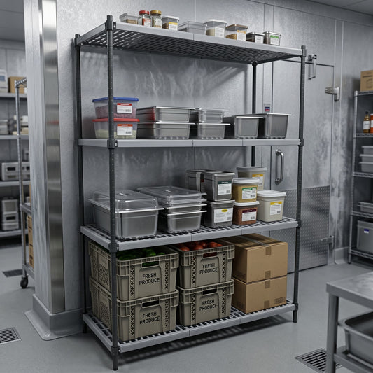 Quattro Grey Cold Room Shelving - Heavy Duty - 4 Tier - 760mm