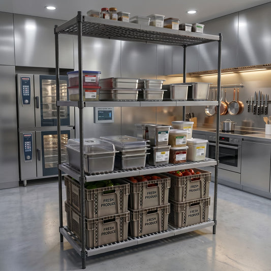 Quattro Grey Cold Room Shelving - Heavy Duty - 4 Tier - 910mm