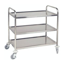 Quattro 3 Tier Stainless Steel Clearing Trolley - Square Tubing