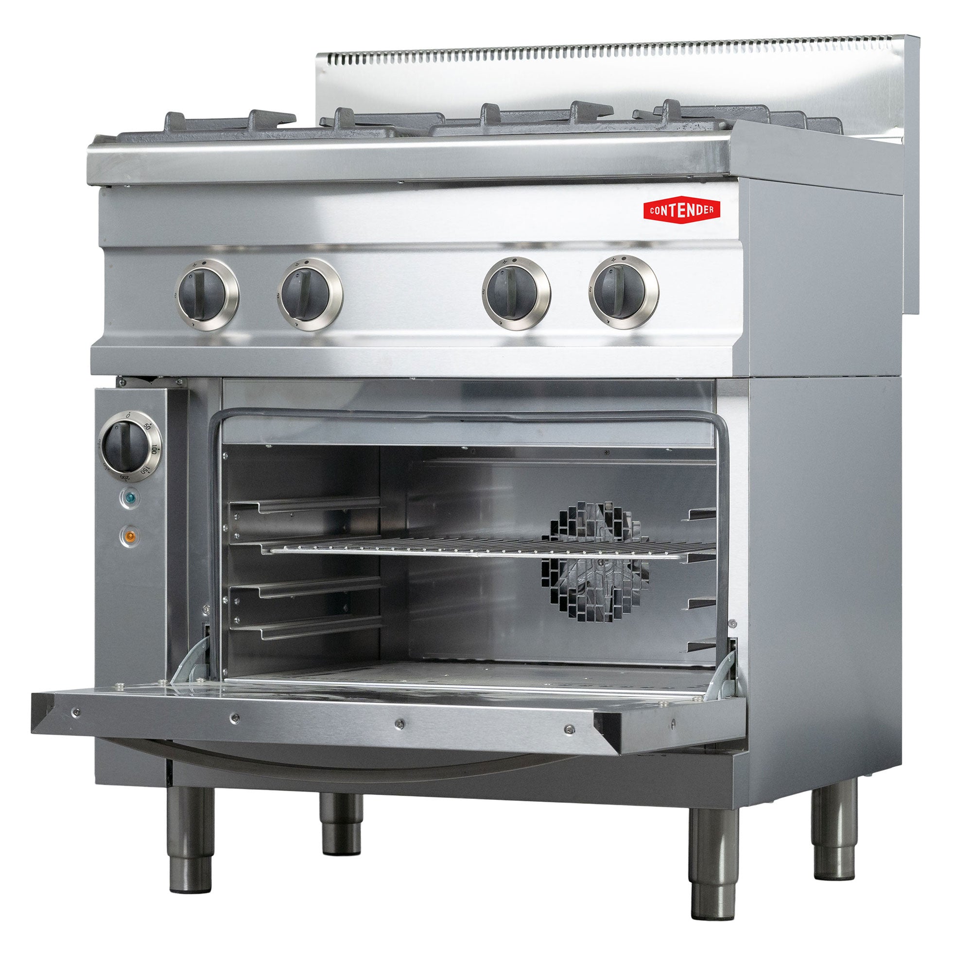 Contender Heavy Duty 4 Burner LPG or Gas Range Cooker With Electric Oven
