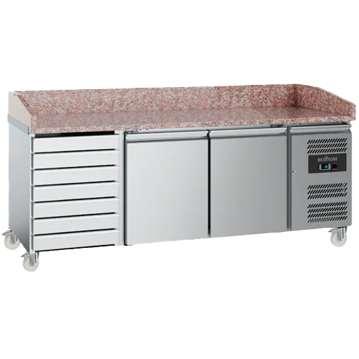 Combisteel Ecofrost Granite Top 2 Door Pizza Prep Counter Fridge with Drawers