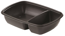 600/300ml 2 Compartment Black Microwave Containers - ECatering Essentials