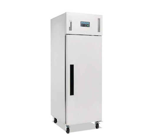 Polar 600 Litre Stainless Steel Single Door Catering Fridge With Fitted Castors