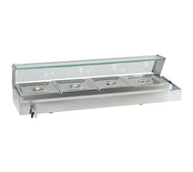 Quattro Bain Marie Heated Display Unit. 4 x 1/2 GN Pans & Lids With Glass Surround