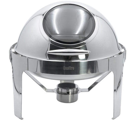 Quattro Round Roll Top Chafing Dish With Glass Window 6 Litre Capacity