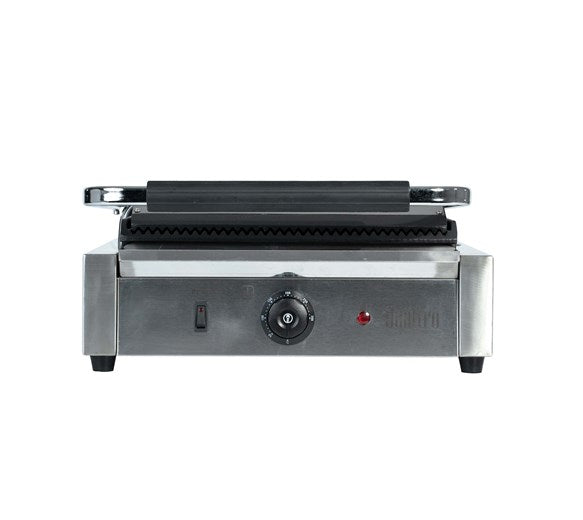 Quattro Heavy Duty Large Single Panini - Contact Grill Ribbed Top + Bottom Plates