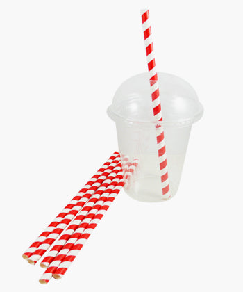 6mm Red Striped Paper Straws - ECatering Essentials