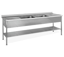 Italinox 2000mm Twin Bowl Stainless Steel Sink with Left and Right Hand Drainers