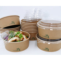 Case of 300 165mm rPET lid to fit 1000ml Kraft Bowls