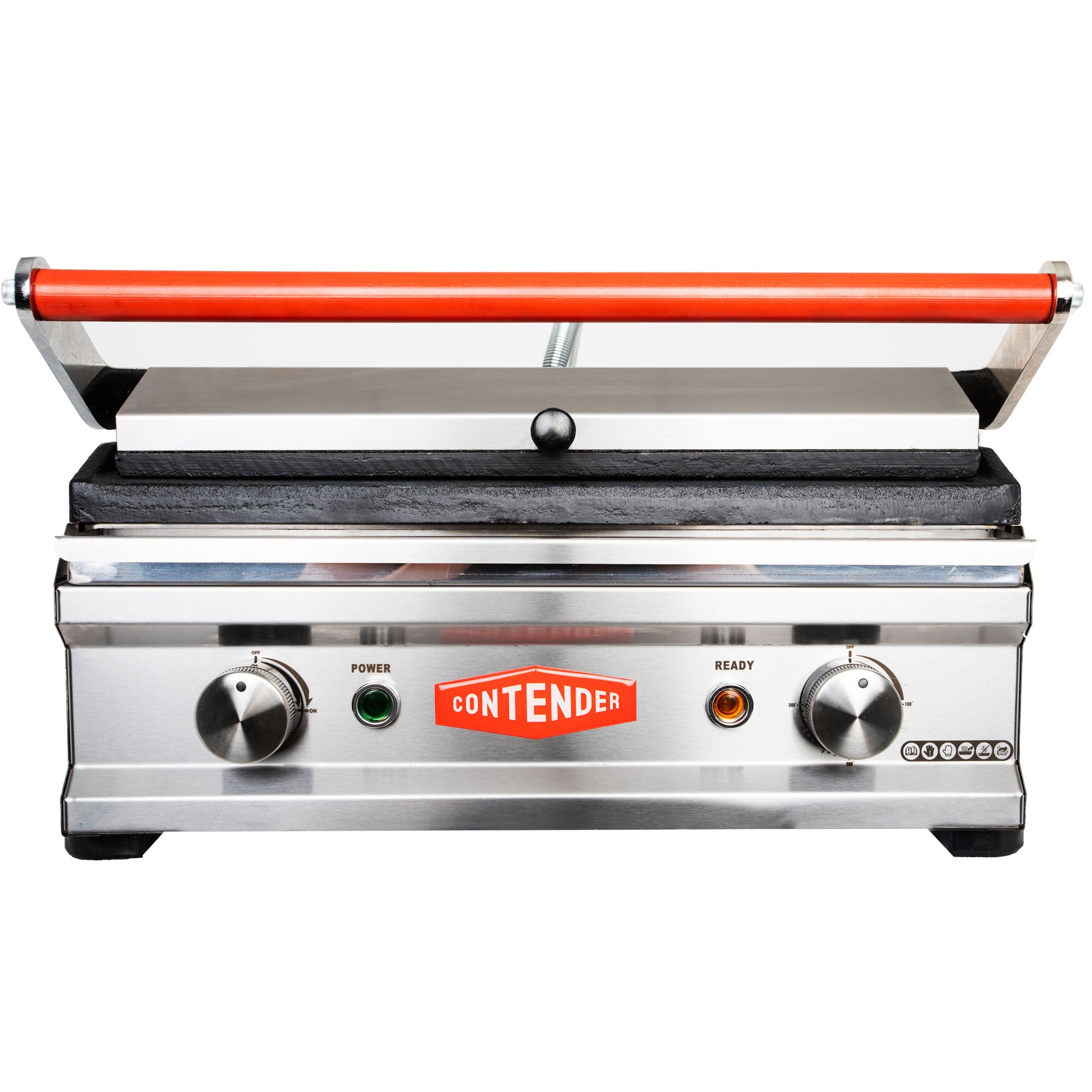 Contender Large Single Panini - Contact Grill Ribbed Top - Flat Bottom Plates
