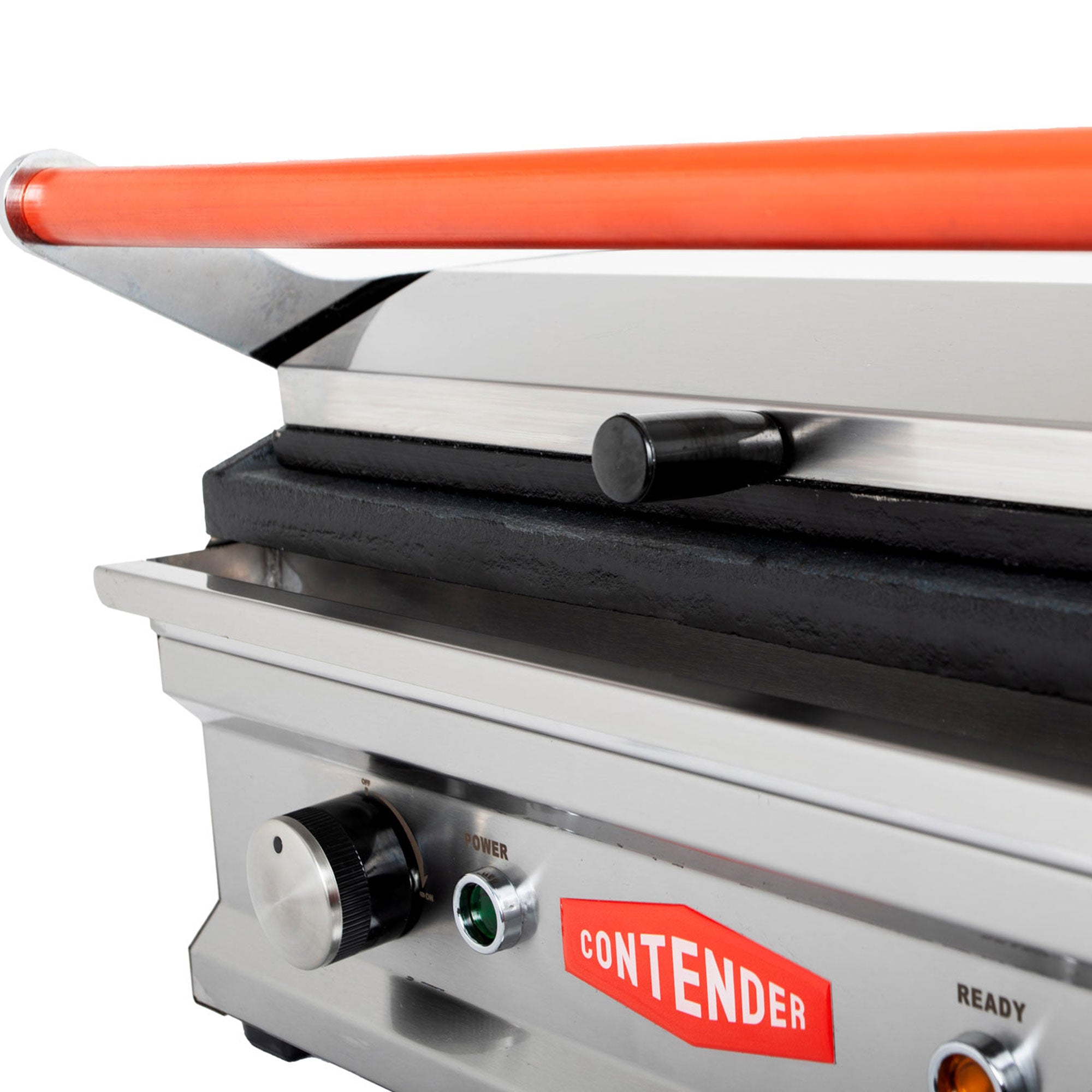 Contender Large Single Panini - Contact Grill Ribbed Top - Flat Bottom Plates