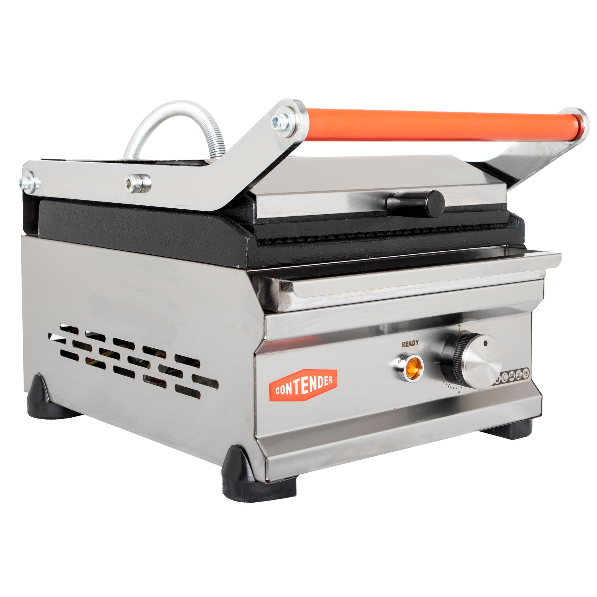 Contender Single Panini Contact Grill Ribbed Top And Ribbed Bottom Plates