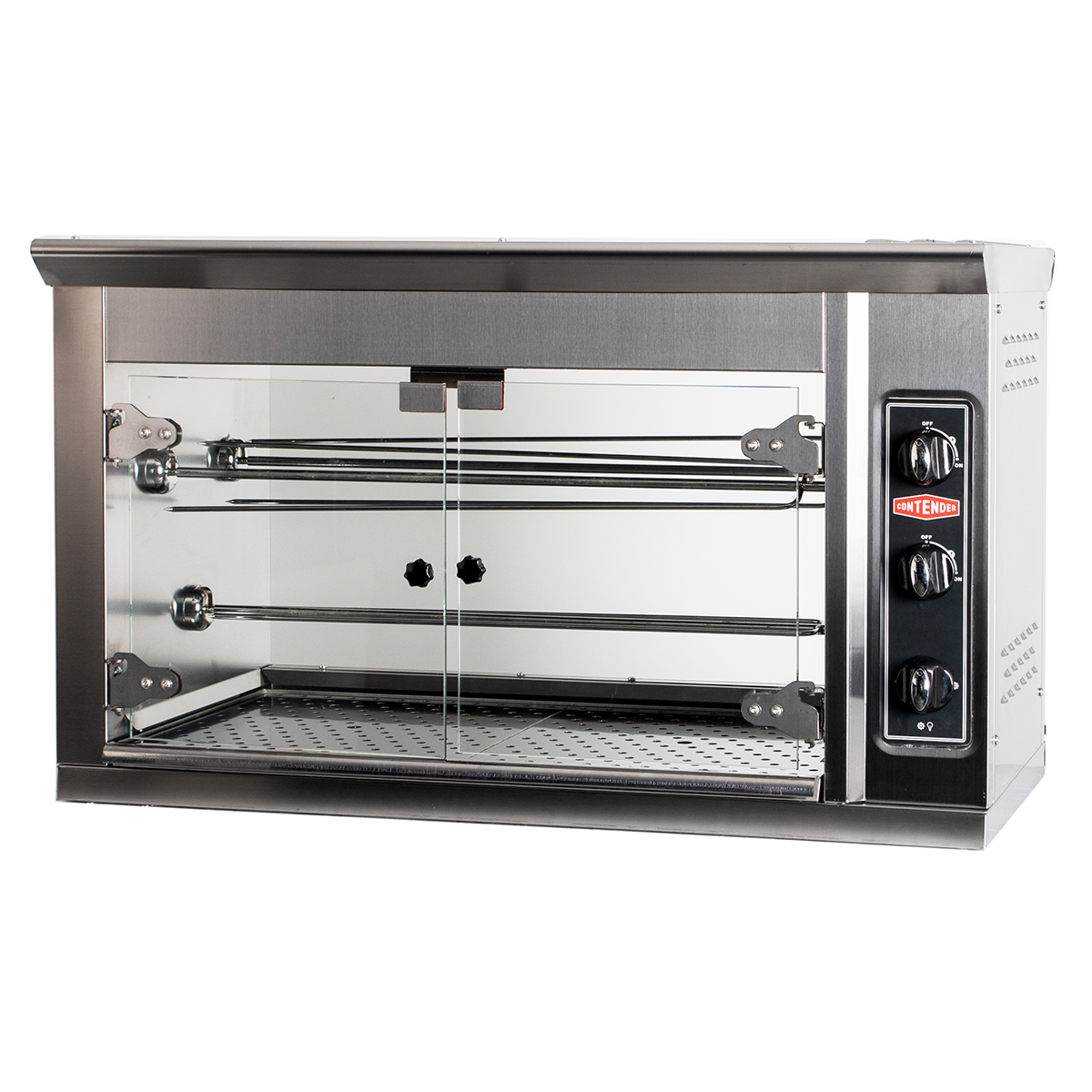 Contender 3 Spit Commercial Chicken Rotisserie Compact Oven 12-15 Chickens - Electric