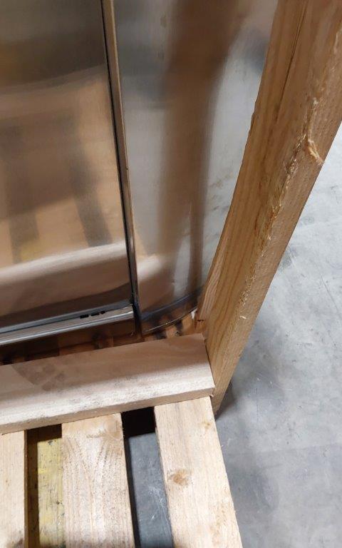 GRADED 3 - Italinox 1500mm Stainless Steel Floor Cupboard With Upstand and Sliding Doors