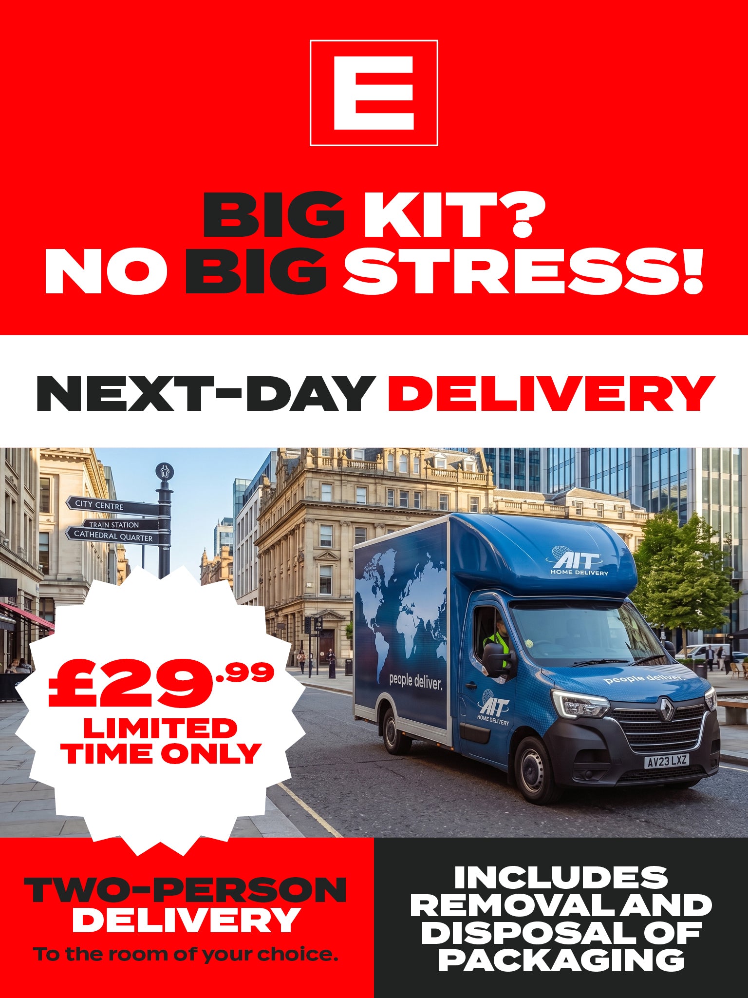 Limited time offer on next-day 2-Person room-of-choice delivery with package removal and disposal!