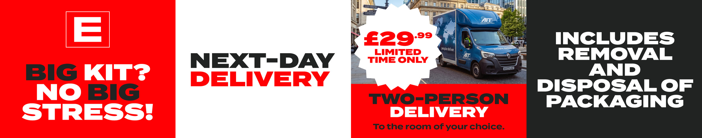 Limited time offer on next-day 2-Person room-of-choice delivery with package removal and disposal!