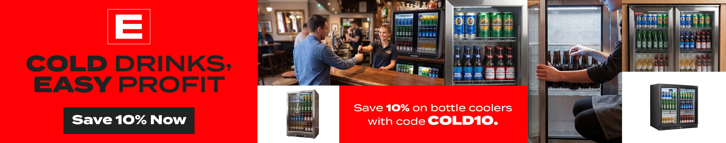 Cold drinks = easy profit! Save 10% on bottle coolers with code COLD10