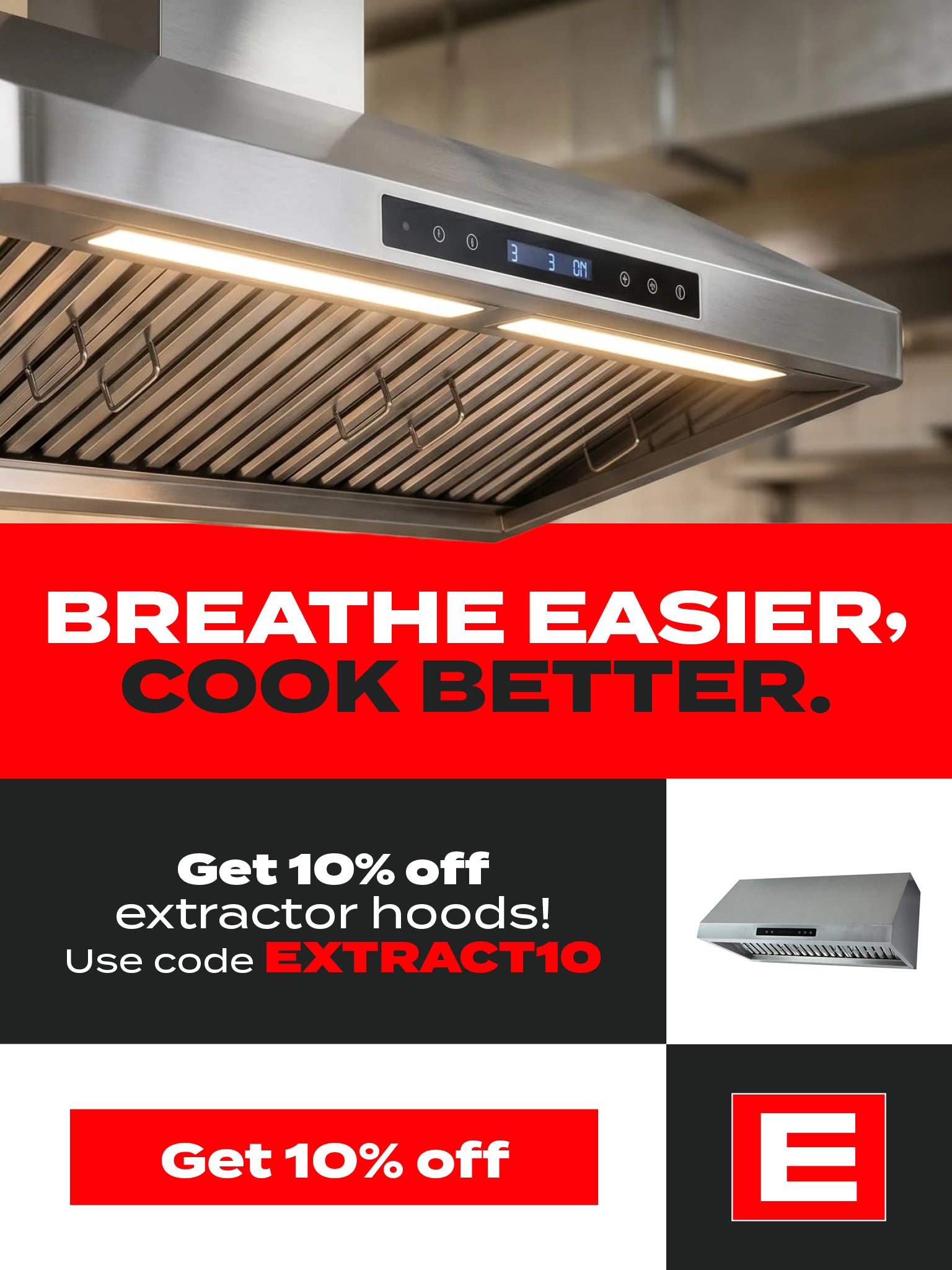 10% off extractor hoods with code EXTRACT10