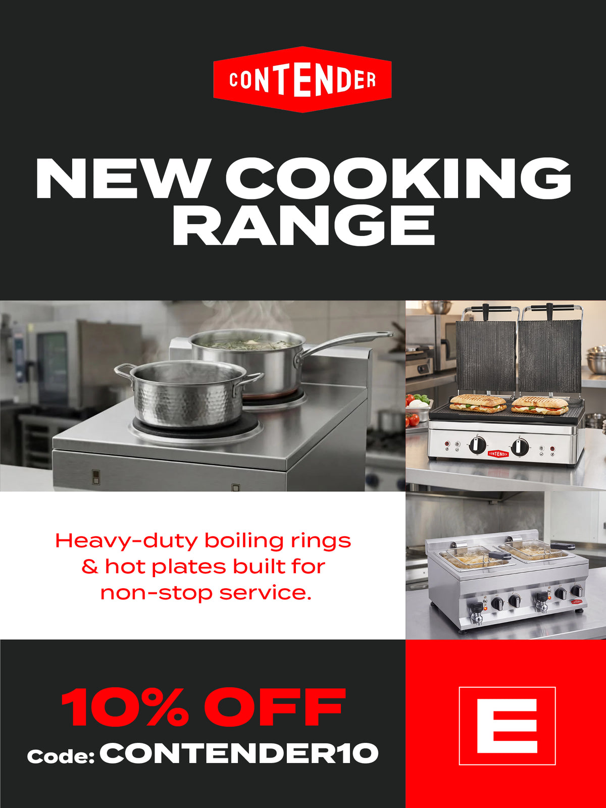 Our Contender cooking appliances are back.  Save 10% with code CONTENDER10.