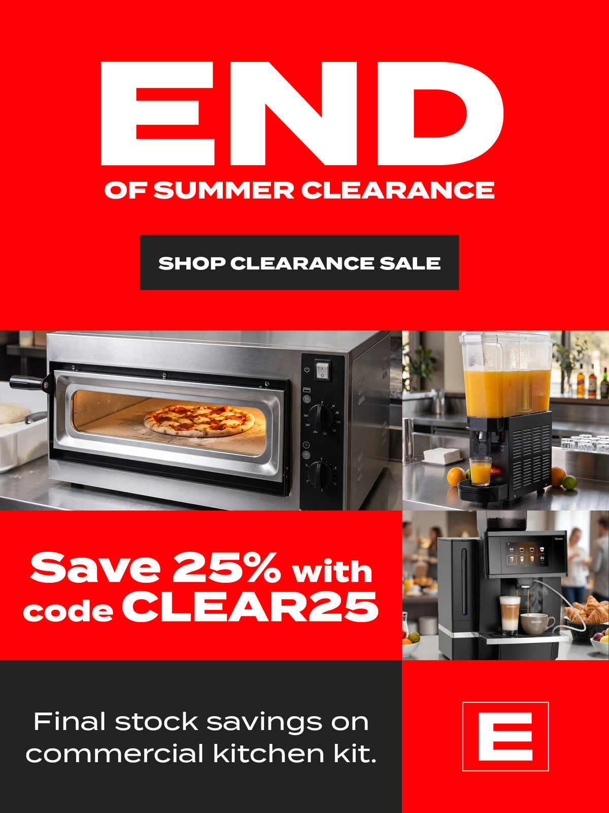 Save 25% with CLEAR25 in our summer clearance sale