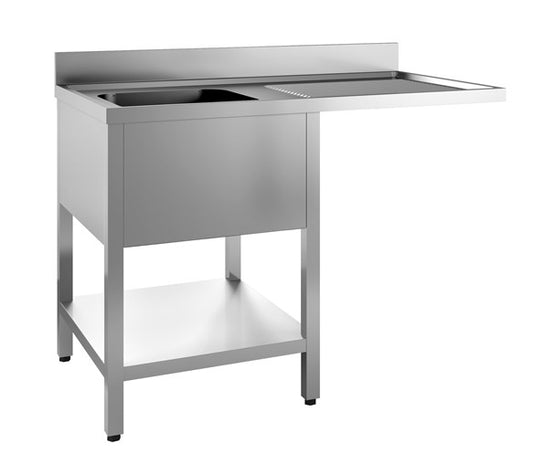 Italinox Premium 1200mm Single Bowl Dishwasher Sink. Right Hand Drainer