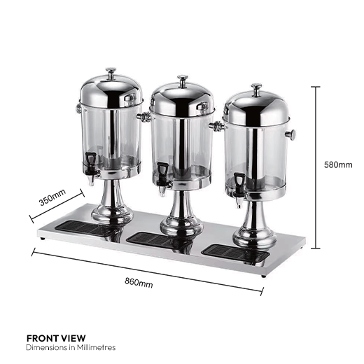 Quattro Triple 3 x 8 Litre Executive Juice Dispenser With Ice Chambers