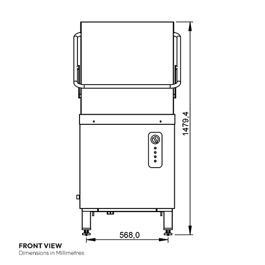 Contender Pass-Through Hood Dishwasher (Detergent & Rinse Pumps, Single Phase) – High-Volume Dishwashing