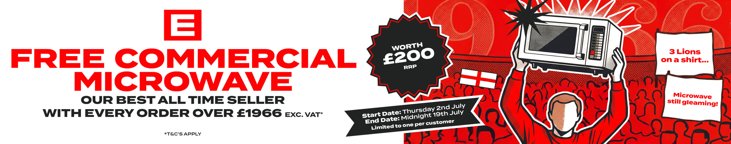 FREE Contender Microwave worth £200 when you spend over £1966 exc. VAT