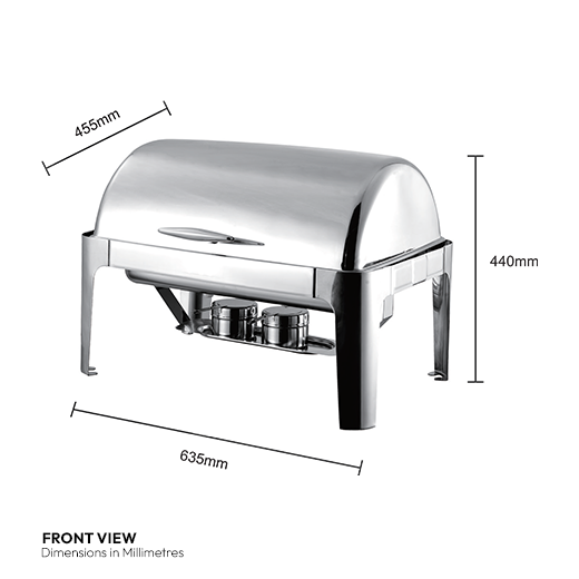 Stainless Steel Roll Top Chafing Dish Full Size 1-1 GN 9 Litre Capacity